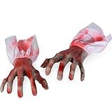 XONOR Halloween Skeleton Hands Decorations, Realistic Life Size Severed Fake Plastic Hands for Halloween Props Decoration, 2 Pieces
