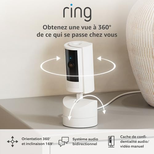 Caméra intérieure orientable Ring Pan Tilt Indoor Camera | Caméra de surveillance des animaux à prise orientable à 360° et inclinable à 169° | Essai Ring Protect gratuit 30 jours - vue 6