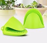 Veewon Silikon Topflappen Ofen Mini Handschuhe Kochen Pinch Griff Küche Hitze bis Lösung - 2 Stück Grün