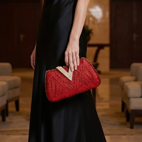 Image of SH Clutch Purse Rhinestone Clutch Purses for Women Glitter Prom Purse