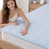 Ｃａｒｌｏ 敷きパッド シングル 100×200cm 接触冷感 夏用 Q-MAX0.3 ほどよくひんやり バーシブル さらさら 洗える 四隅ゴム付き 軽量 薄手 ベッドパッド 冷感シーツ （約100×200cm アイスブルー）