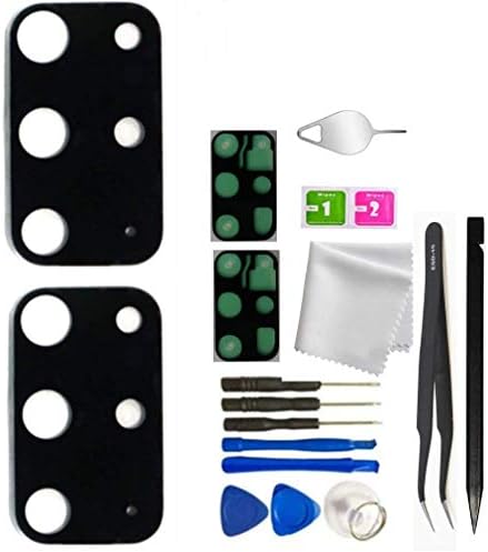 2 Pieces Galaxy S20 Plus 5G Rear Back Camera Glass Lens Cover Replacement for Samsung Galaxy S20 Plus 5G (All Carriers) with Adhesive Pre-Installed +Repair Tools (S20 Plus)(Black)
