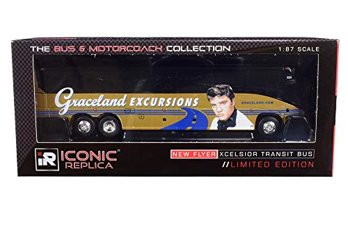 MCI J4500 Motorcoach Bus Graceland Excursions (Birthplace of Elvis Presley Tour) Gold 1/87 (HO) Diecast Model by Iconic Replicas 87-0201