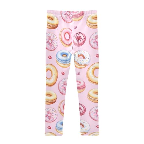 Wusikd Watercolor Girls' Leggings Toddler Doodles Doughnuts Kids Yoga Pants Dance Active Tights 4T2