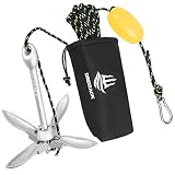 Dreizack Kayak Anchor Kit, 3.5 lb Folding Grapnel Boat Anchor Trolley Accessories with 40ft Rope and