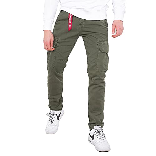 Image of Alpha Industries Mens Agent Casual Trousers Pants, Dark Olive, 36W UK