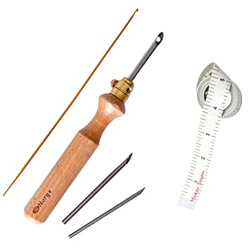 Nurge Premium Quality Punch Needle Kit, 3Mm-4Mm-5Mm Metal Tubes And Wooden Handle Punch Needle Kits For Adult Beginner, Embroidery Weaving Tools For Thread And Yarn With Maker Susan Tape Measure #TOP14