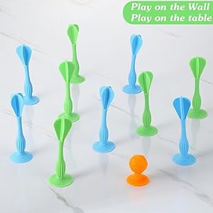 Syhood 11 Pcs Suction Cup Darts with Target Sucker Fidget Silicone Suck Darts Blue and Green Soft Table Darts Suction Game Sports Sticky Throwing Game Toy Sets for Adults Indoor Outdoor Game Sports