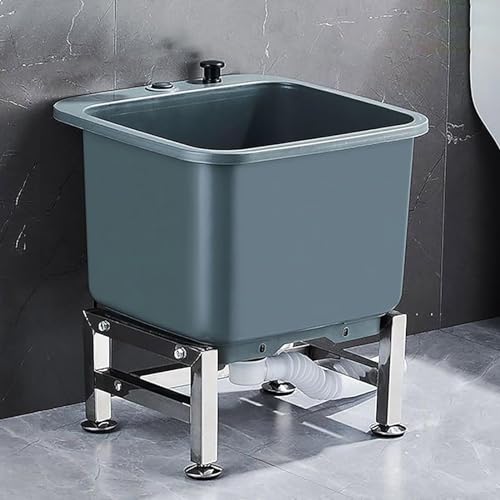 Bañera de lavandería independiente gris que soluciona el vaciado manual 2