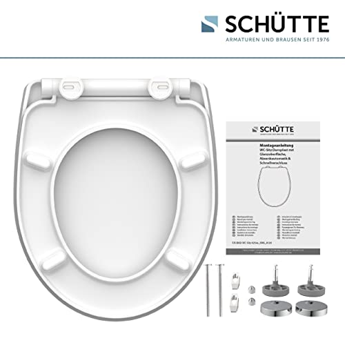 SCHÜTTE WC-Sitz Duroplast HG WATER LILY Hochglänzender Toilettensitz mit Absenkautomatik, Schnellverschluss für die einfache Reinigung, max. Belastung der Klobrille 150 kg, Motiv 82582
