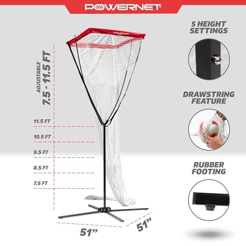 PowerNet Setting Volleyball Training Net, Portable Training Equipment for Setters, Adjustable Height Indoor Outdoor Volleyball Net for Backyard or Gym, Drawstring Ball Release