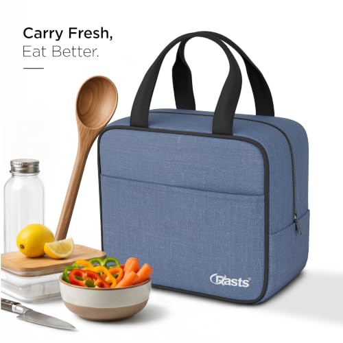 Image of Crasts Insulated Travel Lunch Bag for Office, School & College Waterproof Thermal Tiffin Bag for Men, Women & Kids | Small Lunch Carry Bag with Front Pocket for Picnic Daily Use Lunch bag (Light Blue)