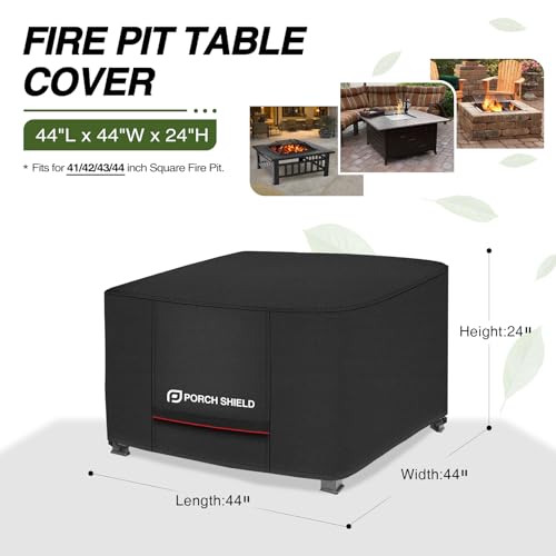 Porch Shield Square Patio Fire Pit Cover Fade Resistant Waterproof Outdoor Firepit Cover 44 x 44 inch for Gas Propane Fire Table by Porch Shield - Image 2