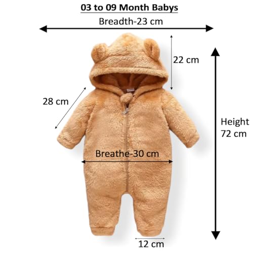 Image of BABYZONE Baby Bear Hooded Fleece Romper and Swaddle Wrap Set, Plush Teddy Design, Brown (2, Brown&Purple, Baby)
