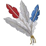 Feathers Embroidered Applique Patch - Native American, Indian Badge 2-7/8" - Iron On / Sew On Patche