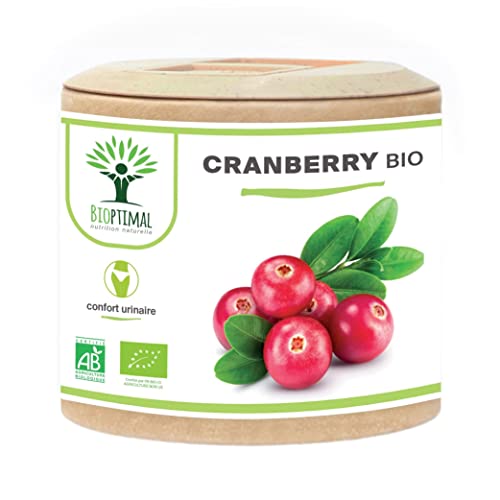 Cranberry Bio - Bioptimal - Complément Alimentaire - 100% Canneberge Sans Sucre - Infection Urinaire Cystite - 36mg de Proanthocyanidines par Jour - Fabriqué en France - Certifié Ecocert - 60 gélules Cover
