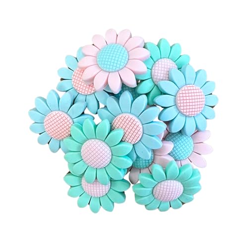 Cuentas focales de silicona de margarita pastel, kit Lashicorn para llaveros de Pascua, 12 uds