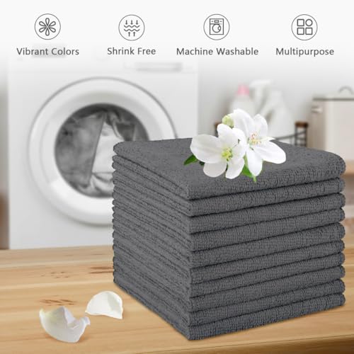 Orighty Washcloths, 5 Pack Microfiber Face Towels, Highly Absorbent and Soft Feel Wash Cloths & Hand Towels for Bathroom, Hotel, Spa, and Gym, 11.5x11.5 Inch, Grey - Thumbnail 6