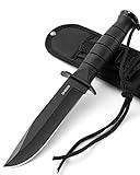 russische armee messer [ ÄUSSERST SCHARF ] Die Klinge des Messer outdoor Militär besteht aus 5Cr13mov Stahl gefertigt, mit schwarzer Schutz-beschichtung, scharf genug um Haare am Unterarm zu rasieren.