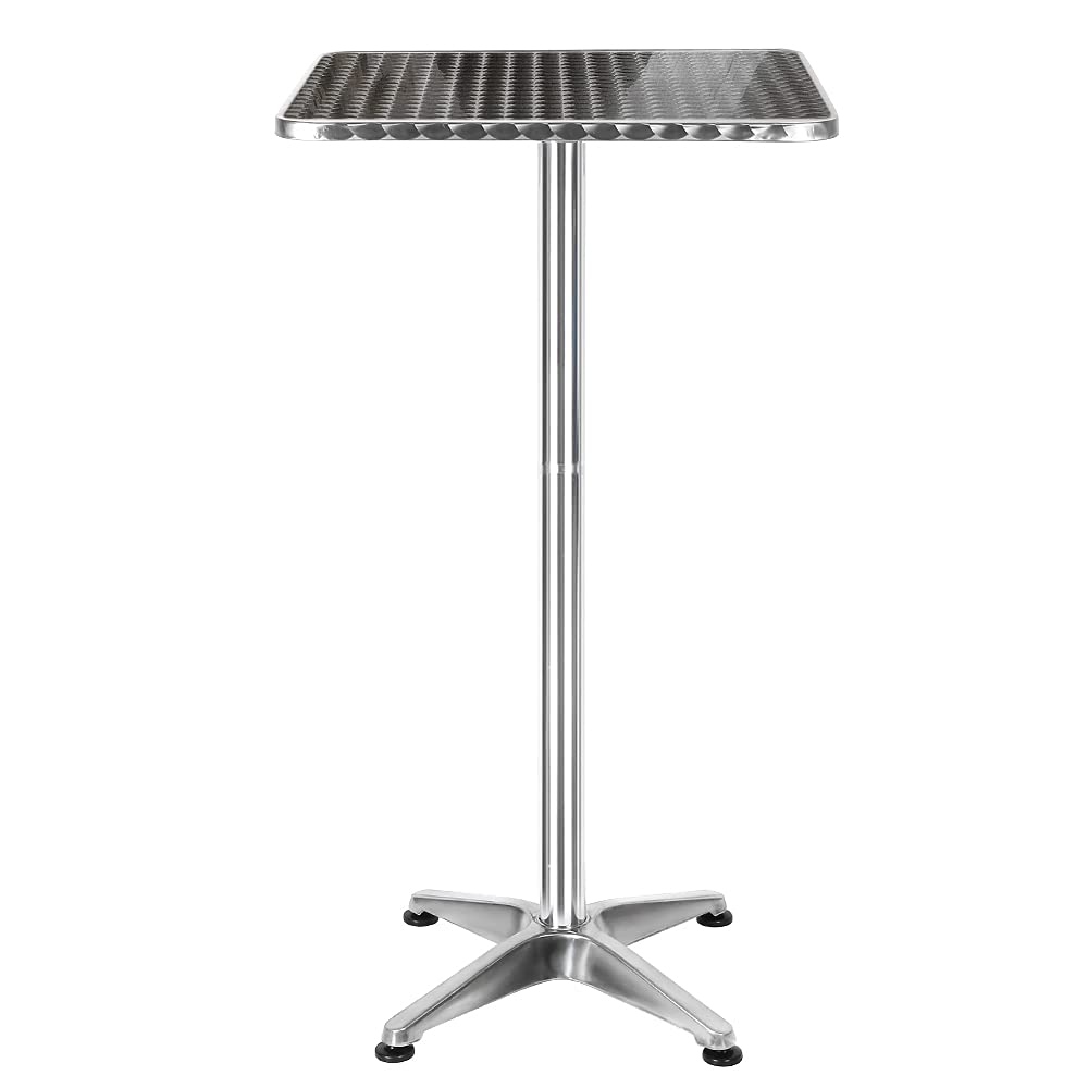 HUOLE Mesas Bar Bistro 2en1 Plegables Altura Ajustable Aluminio Exterior Interior, Mesa de Comedor o Salón, Robusta y Funcional, para Cocina, Terraza-60 * 60 * 70/110cm (Cuadrado)