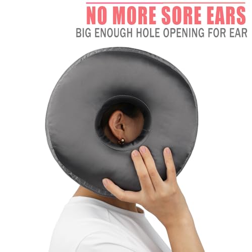 BNRendles Satin Ear Piercing Pillow Removable Cover for Side Sleepers Ear Pain Luxury Cnh Silky Ear Pillow with Holes Washable Side Sleeping Pillows Support Head Dark Gray by BNRendles - Image 4
