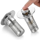 NORDHAVN Universal Abflussstopper Waschbecken 27–41 mm – Pop-Up Waschbeckenstöpsel mit 2 austauschbaren Silikonringen – Edelstahl-Abflusssieb und Haarfänger – rostfrei