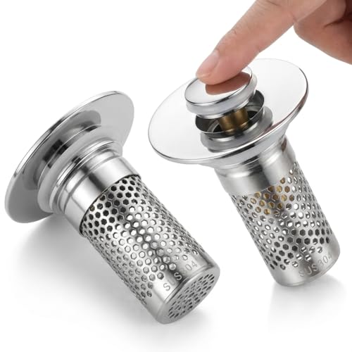 NORDHAVN Universal Abflussstopper Waschbecken (27-38mm) – Premium Pop-Up Waschbeckenstöpsel aus Edelstahl & Messing – Effektives Abflusssieb & Haarfänger gegen Verstopfung im Bad – Rostfrei
