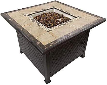 AZ Patio Heaters GFT-51030A 40 Inch Square Tile Fire Pit, Bronze Finish