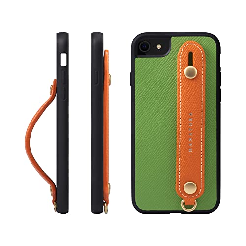 iPhone 8 / iPhone 7 / iPhone SE3 / SE2  ケース 本革 グリップケース エンボスレザー ストラップ付属 片手操作 スタンド機能 メンズ レディース ヴェール クリケット/オレンジ NGH-8SE-VertCriquet-OG