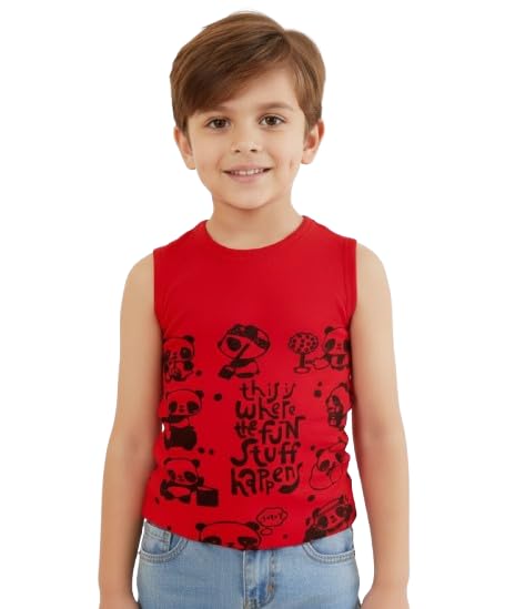 Image of HAP Boys Printed Mega Vest | 100% Cotton Multi Color Tank top |Sleeveless Tshirt