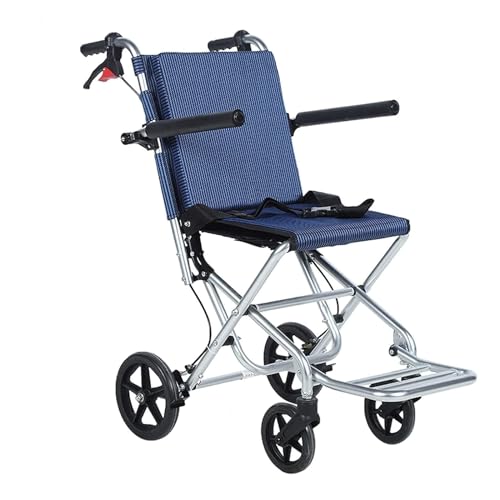 介助型車椅子 アルミ折りたたみ車椅子軽量交通用車椅子ロックハンドブレーキ付き取り外し可能&フリップアップアーム車椅子 移動補助具