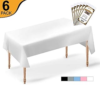 6 Pack Premium Disposable Plastic Tablecloth | 54x108 Inch Rectangle | Reusable Washable