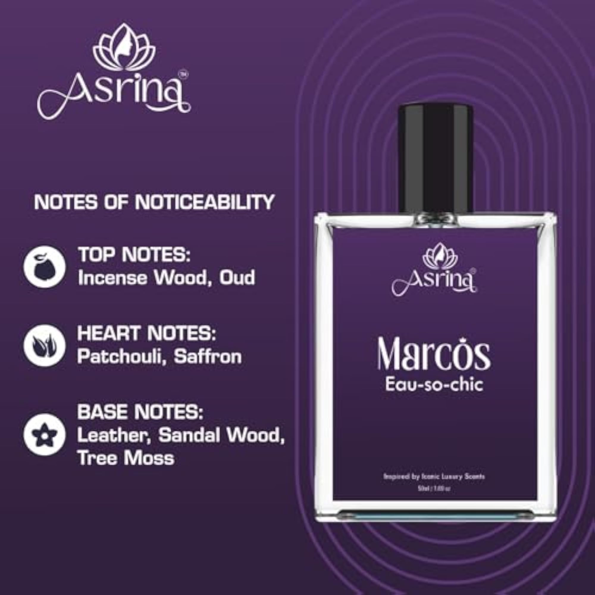 Marcos Eau So Chic Eau De Parfum for Men 50ml, Woody Fresh Scent