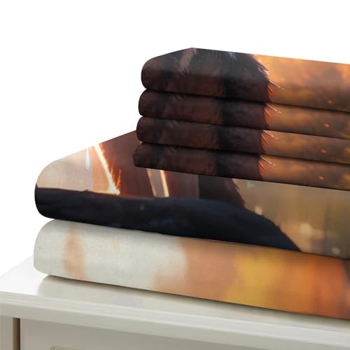 Housse de couette 3D loup parure de lit zippée anti-glisse - 6
