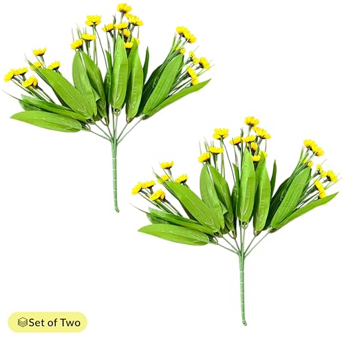Image of Art Street Artificial Sunflower Mini Fake Flowers Bundles | Floral Arrangements| Bunch for Vase |Ideal for Home Decor| Table Placement Office Desk | Set of 2, (11 Inch, Yellow) (Vase Not Included)