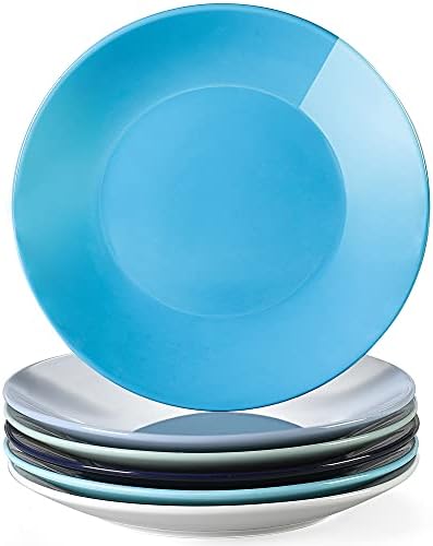 LOVECASA, Series Sweet, Dinner Plates Porcelain Dinner Plate Set Side Plate Snack Plate Salad Plate, Pack of 6 Dark Green 26.5 x 26.5 x 3 cm