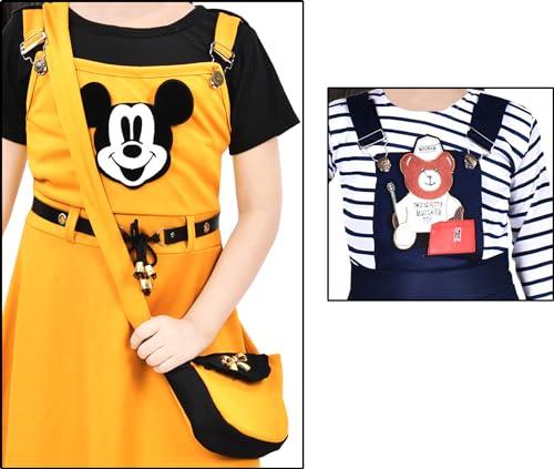 Image of NAIVETY Cotton Blend Casual Short Sleeve Midi Fit and Flare Dress for Girls Kids, Pack of 2