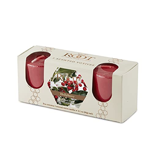 Root Candles 3-Count Scented Beeswax Blend 20-Hour Votives, Hollyberry