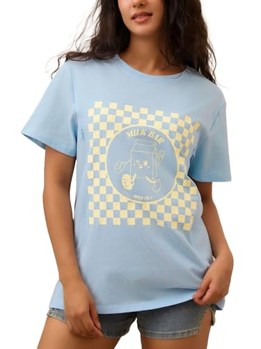 Giftifymama Maternity Nursing Tops for Women Breastfeeding Shirts Summer with Zipper Pregnancy Clothes Postpartum Tee Shirt Cotton Blue S