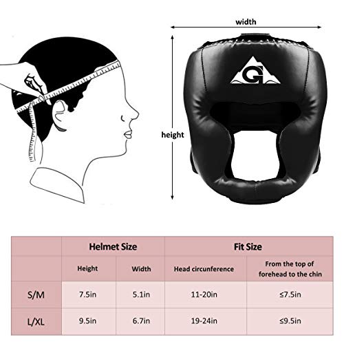 Groofoo Boxing Headgear For Kids Adults, Pu Leather Boxing Helmet For Traning Kickboxing Mma Muay Thai Sparring Martial Arts Karate Taekwondo Black #TOP1