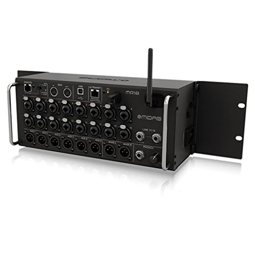 Midas MR18 18-Input Digital Mixer for iPad/Android Tablets with 16 Midas PRO Preamps, Integrated Wifi Module and Multi Channel USB Audio Interface