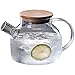 Pichet en verre avec couvercle et anse,URMAGIC 1000/1600 ml Pichet à eau, Carafe à eau chaude/froide, Pichet à eau à bec large, Théière en verre, Pichet à thé glacé, Théière à eau