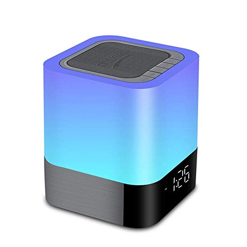 LED Wecker, mit Nachtlicht Bluetooth Lautsprecherll in Touch Sensor Nachttischlampe / MP3 Music Player Clock Laterne kabelloses Laden 6 Farben,