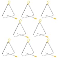 CHEUKYIU 8 Stücke 12.5cm Triangel Musikinstrument Triangle aus Stahl Dreieck Instrument Cantabile Triangel Percussion Triangel mit Schlägel für Schulen Professionals or Beginners, Making Music