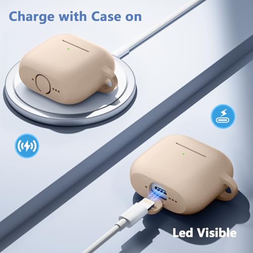 Dgege for Airpods 4th Generation Case Cover(2024),Soft Silicone Full Protective Case for AirPods 4 Case with Keychain & Cleaner Kit,Compatible with Apple Airpods 4 for Women,Men（Milktea） by DGege - Image 6