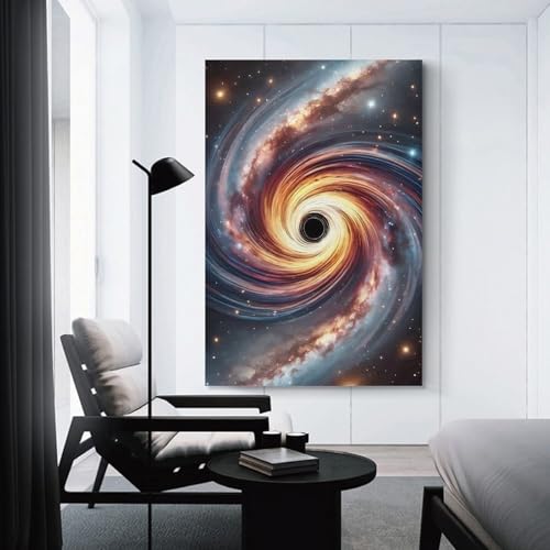 Tableau sur toile swirling black hole pour decoration salon moderne et deco de hall