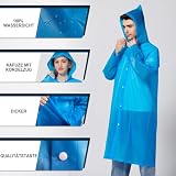 Newbyinn 2 Stück Regenponcho Damen Herren Wasserdicht, Regenmantel Regencape mit Kapuze Regen Poncho Cape Festival Wandern Faltbar Blau