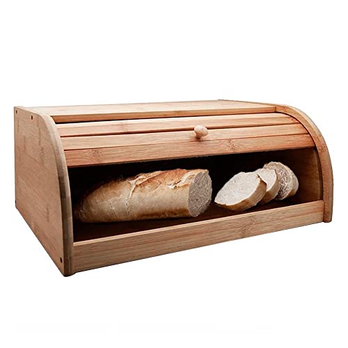 YOI 8108010059, Suporte Porta Pães Pão Cesto Tampa Cozinha Mantimento, cor Bambu