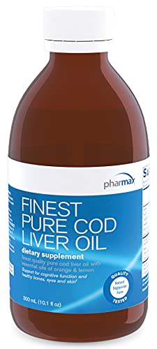 Pharmax Finest Pure Cod Liver Oil | Bone, Skin, Vision, Cardiovascular and Cognitive Support | 10.1 fl. oz. Pharmax Finest Pure Cod Liver Oil | Bone, Skin, Vision, Cardiovascular and Cognitive Support | 10.1 fl. oz.