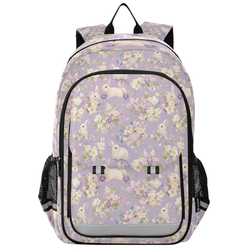 large kids backpacks for school 8-12: casual book bags for children in assorted colors - Easter Purple Bunnies